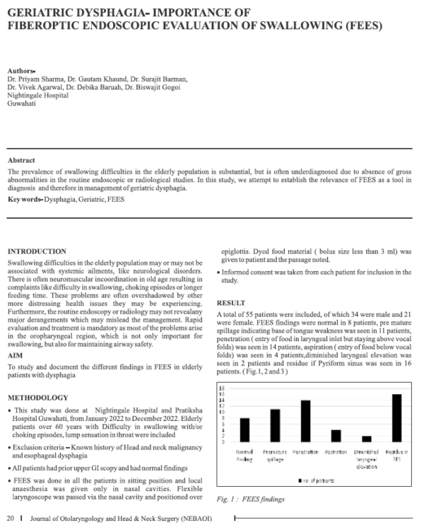 Geriatric Dysphagia - Importance of Fiberoptic Endoscopic Evaluation of Swallowing (FEES)