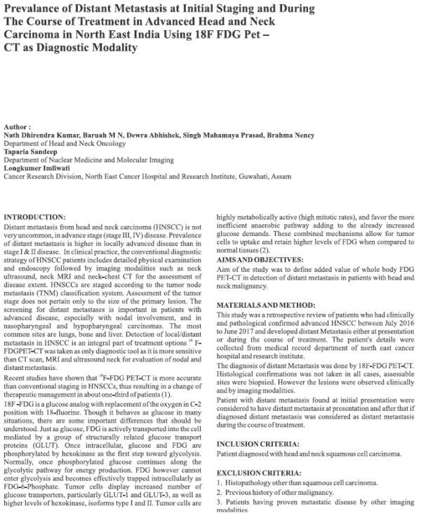 Prevalance of Distant Metastasis at Initial Staging and During the course of Treatment in Advaced Head and Neck Carcinoma